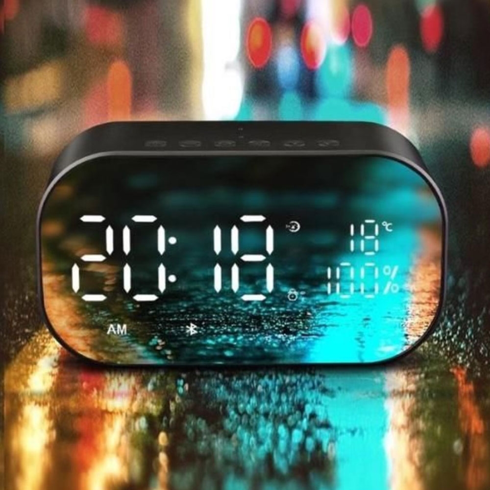 Bluetooth 4.2 Radio Wecker Lautsprecher mit Thermometer USB / Micro SD / Aux-In   2200mAh Akku   USB Ladeport - Rosa