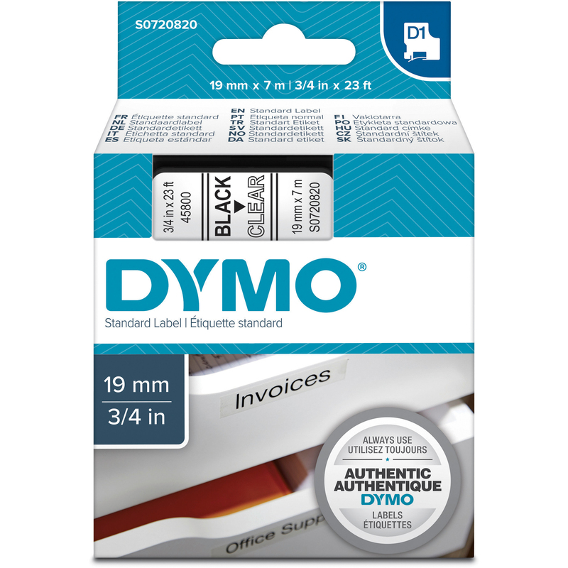 Dymo Band D1, S0720820, 19 mm, schwarz auf transparent