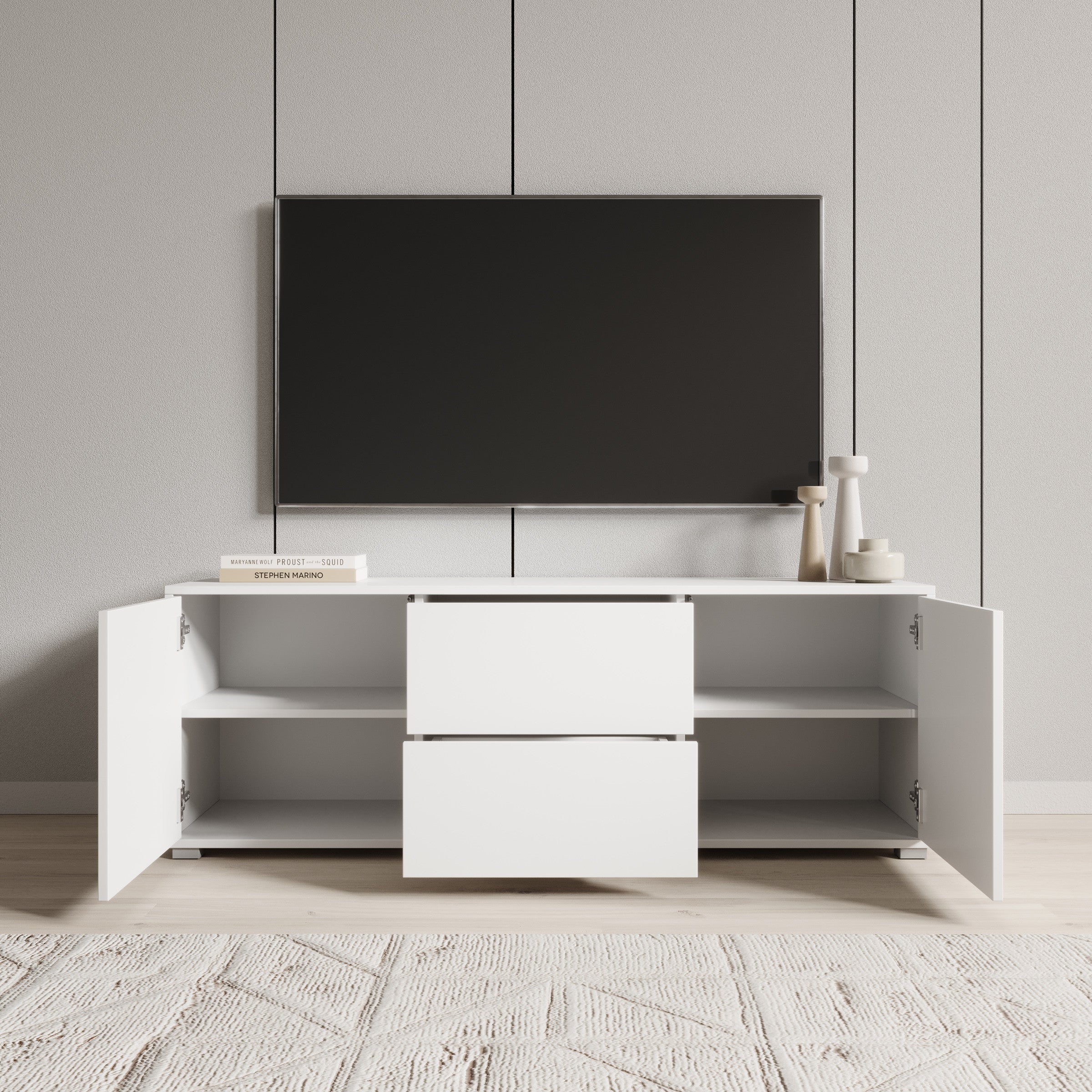Meubella - TV-Meubel Gideon - Wit - 141 cm