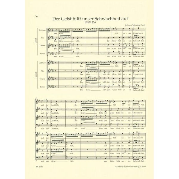 Bärenreiter Bach Motetten BWV 225-230