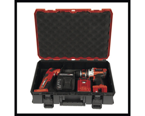 Einhell E-Case SF systeemkoffer inclusief 2 schuiminzetstukken 330 x 131 x 444 mm, spatwaterdicht