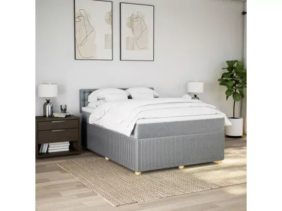Sommier à lattes de lit avec matelas Gris clair 140x190cm Tissu