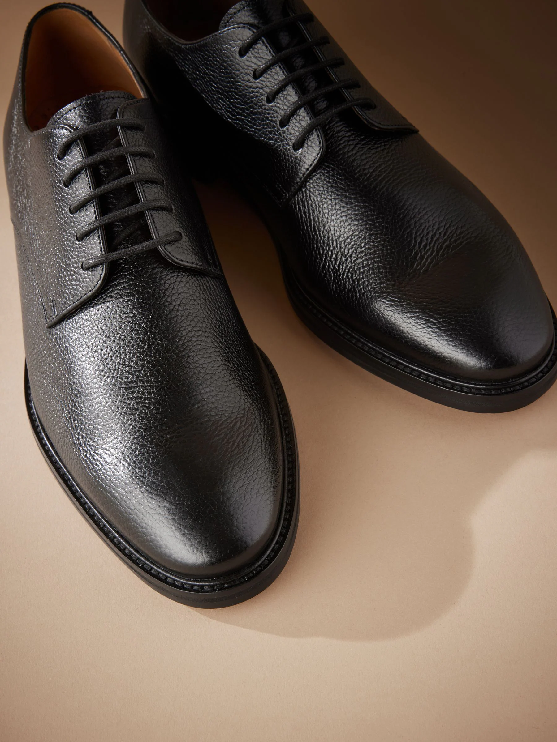 Zwart - Signature - Derby-schoenen met leren zool