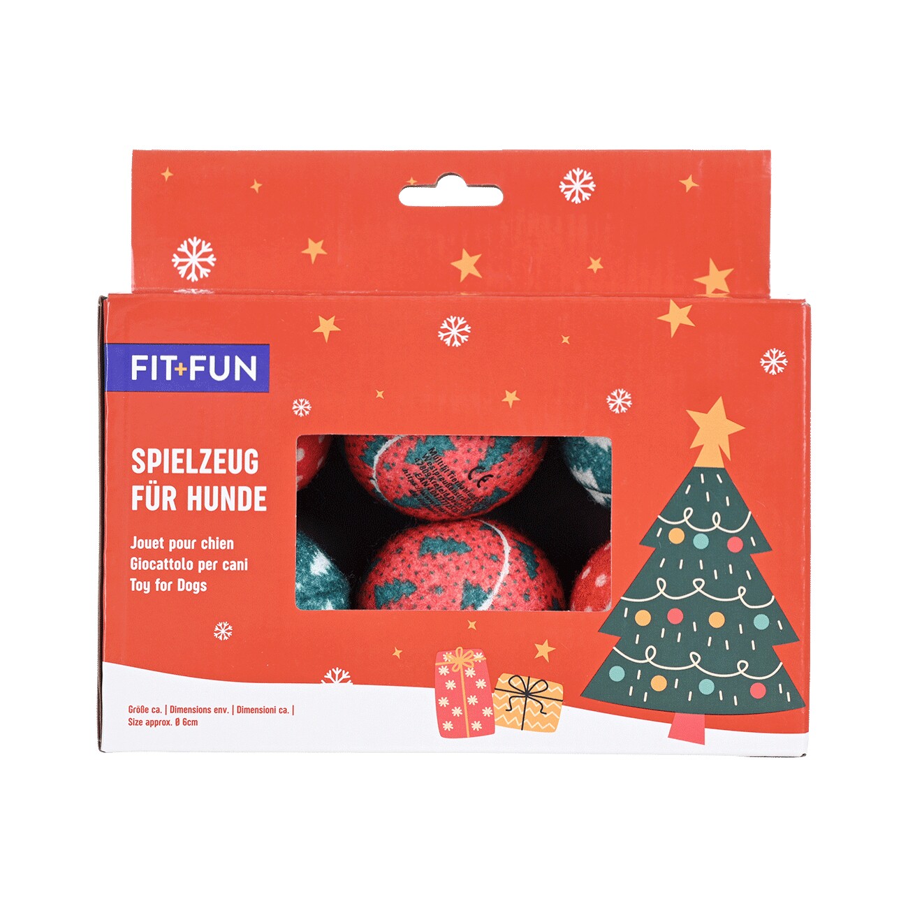 FIT+FUN Spielzeug Xmas Tennisball-Set 6 Stück