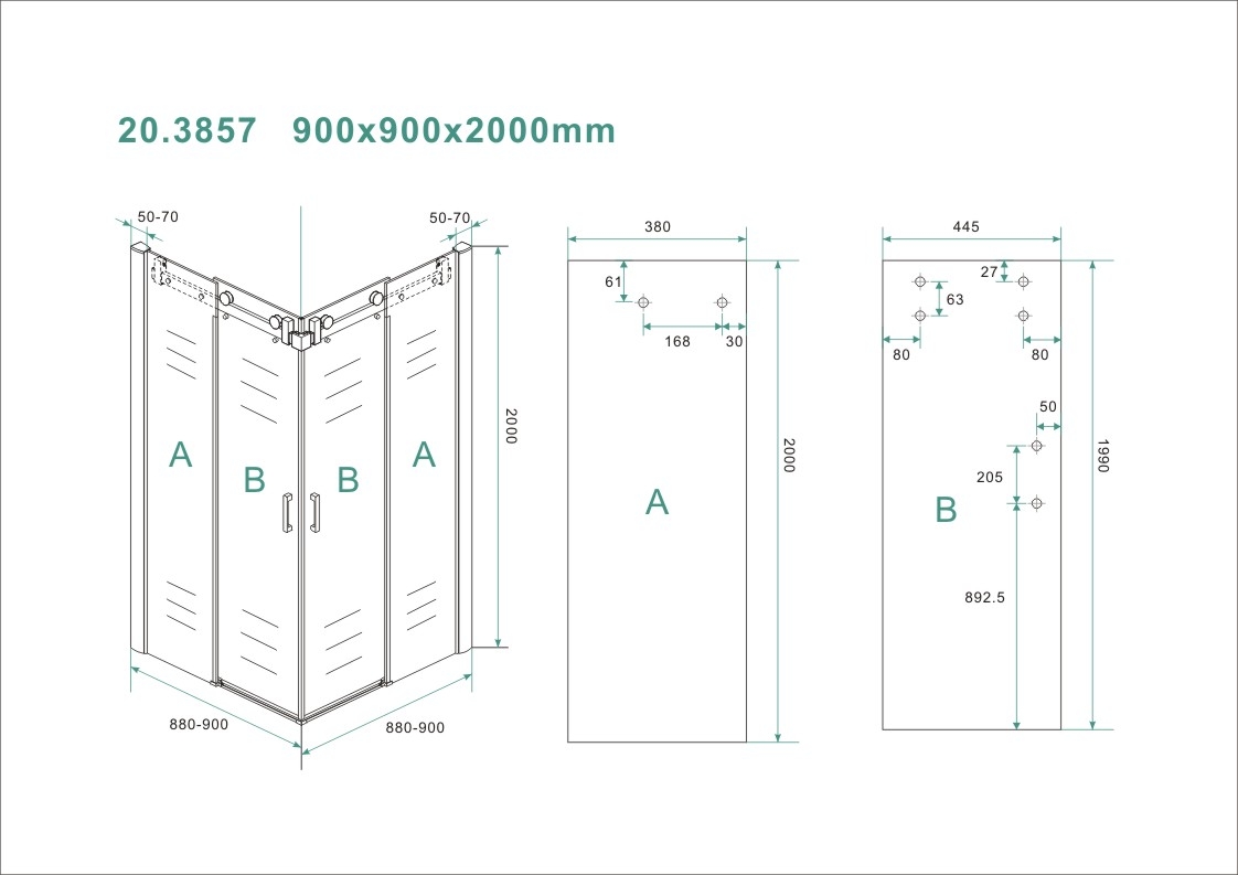 Mueller Senny douchecabine 90x90cm hoekinstap Anti-kalk schuifdeuren