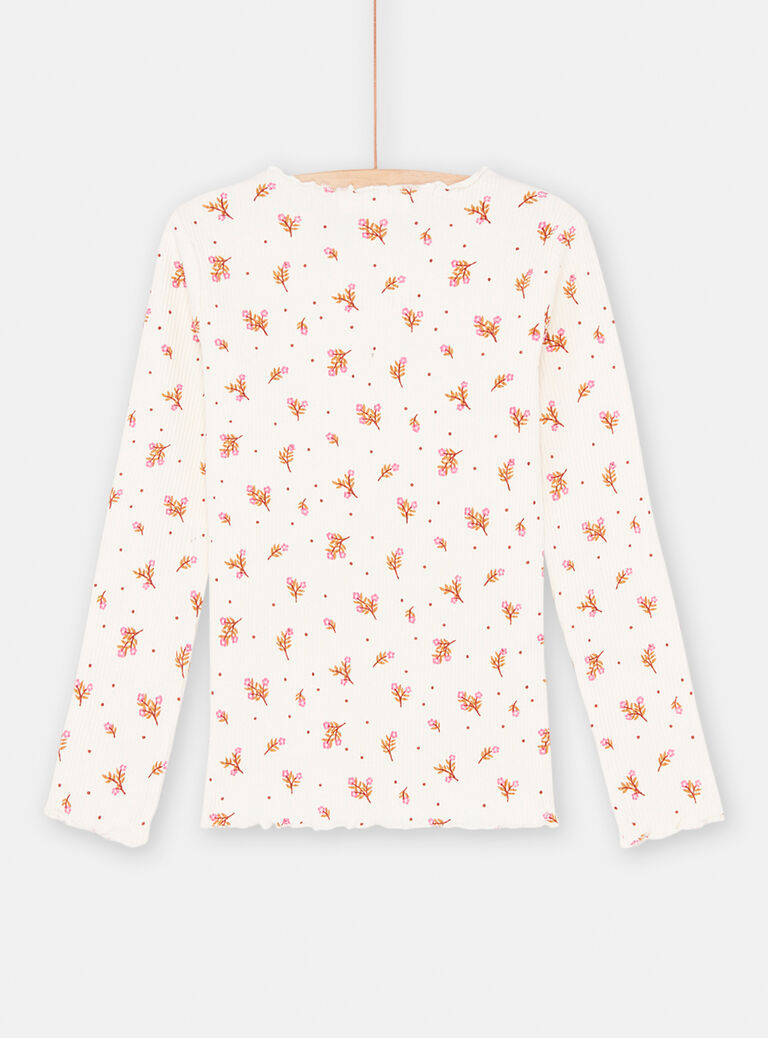 T-shirt écru à imprimé fleuri fille