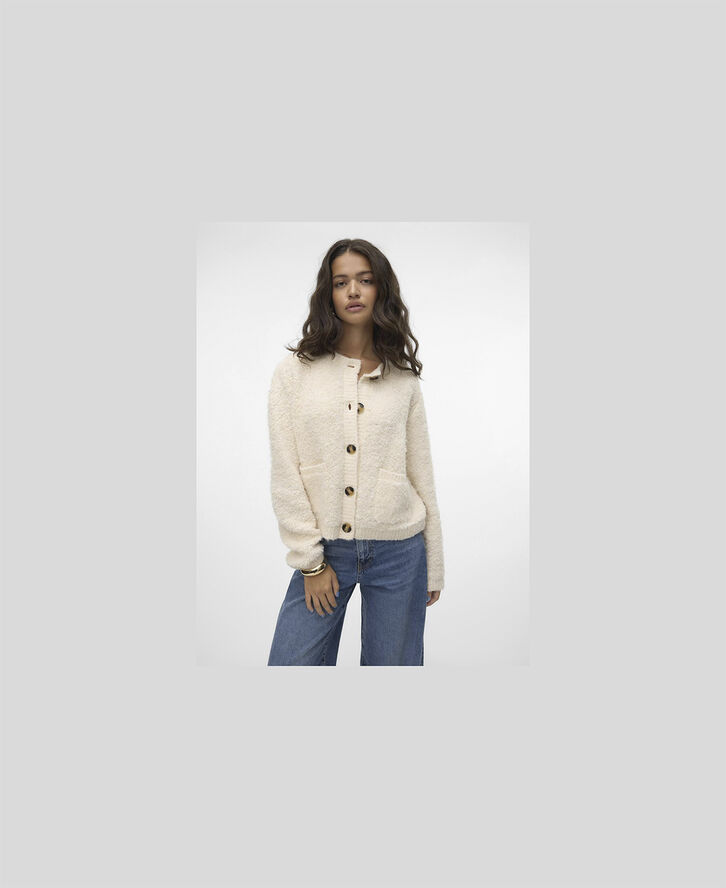 Vero Moda VMNALANI LS O-NECK CARDIGAN VMA Birch/melange