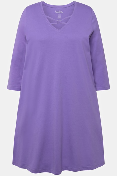 Longshirt, Zierbänder, A-Linie, V-Ausschnitt, 3/4-Arm