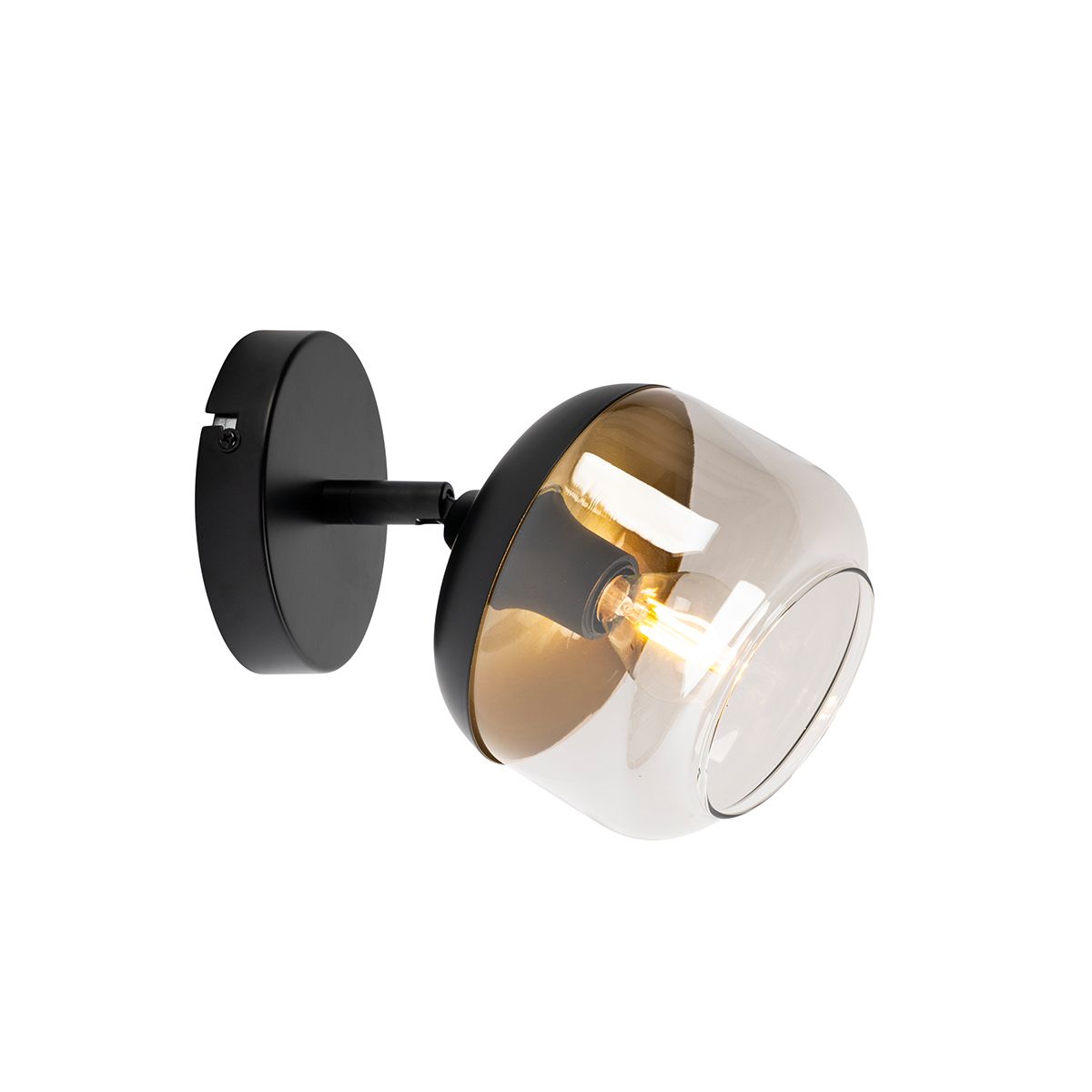 Design spot zwart met goud en smoke glas - Kyan