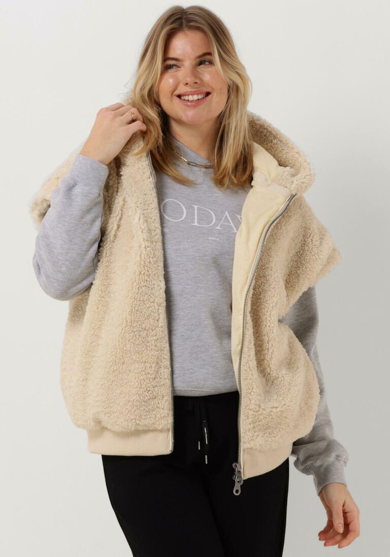 10DAYS beige 10days bodywarmer oversized bodywarmer teddy
