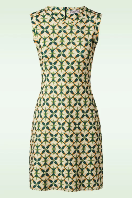Vintage Chic for Topvintage Tonya geometrische a-lijn jurk in groen