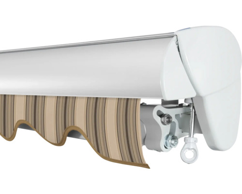 SOLUNA Semi-Cassette Luifel Classic 2.5x1.5 Doekdesign 320715 Frame E6EV1 Zilver Geanodiseerd Aandrijving Rechts Inclusief Slinger