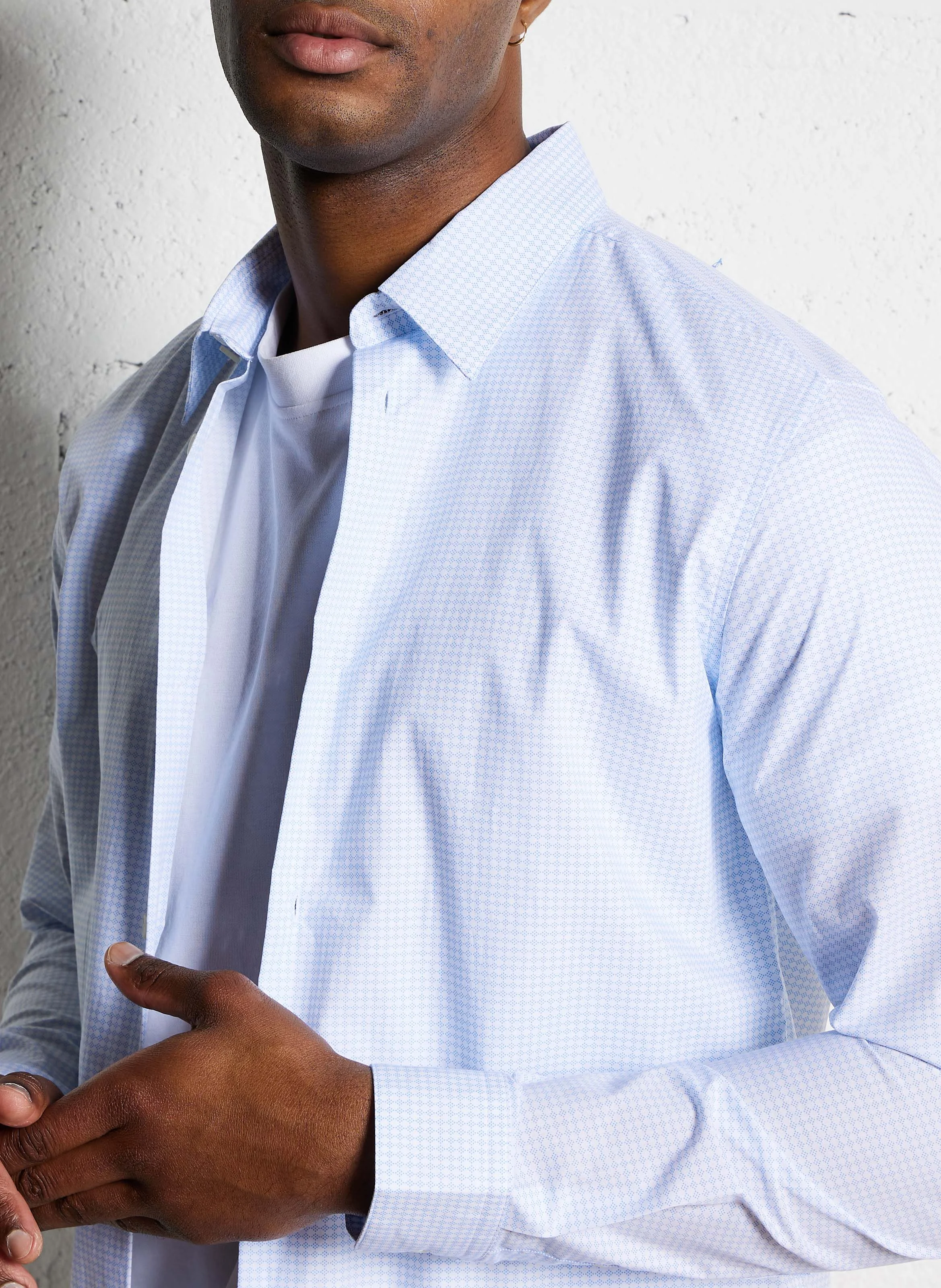 EFI - Chemise slim imprimée en coton | Bleu