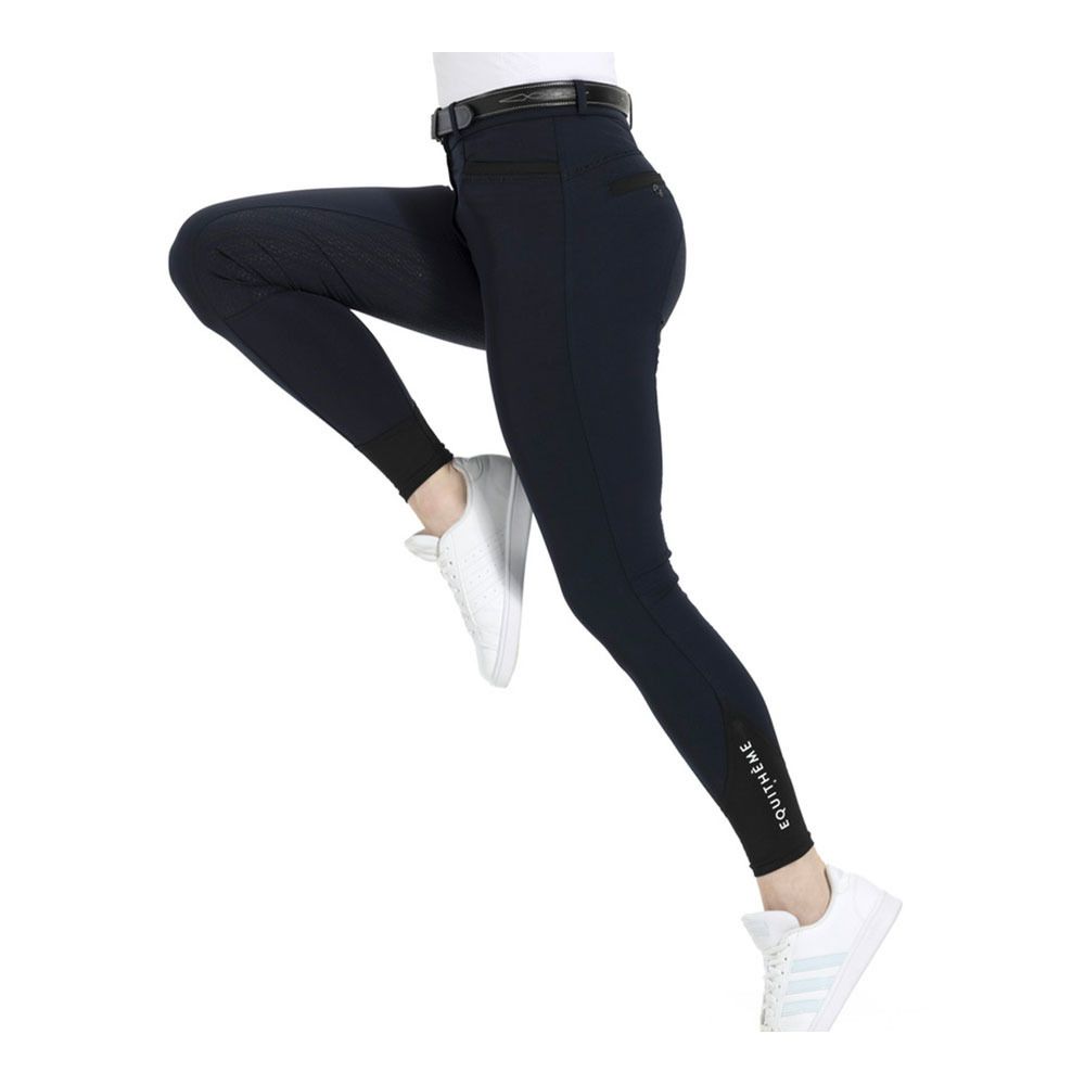 Equitheme SAFIR - Pantalon fond de peau siliconé Femme marine/noir