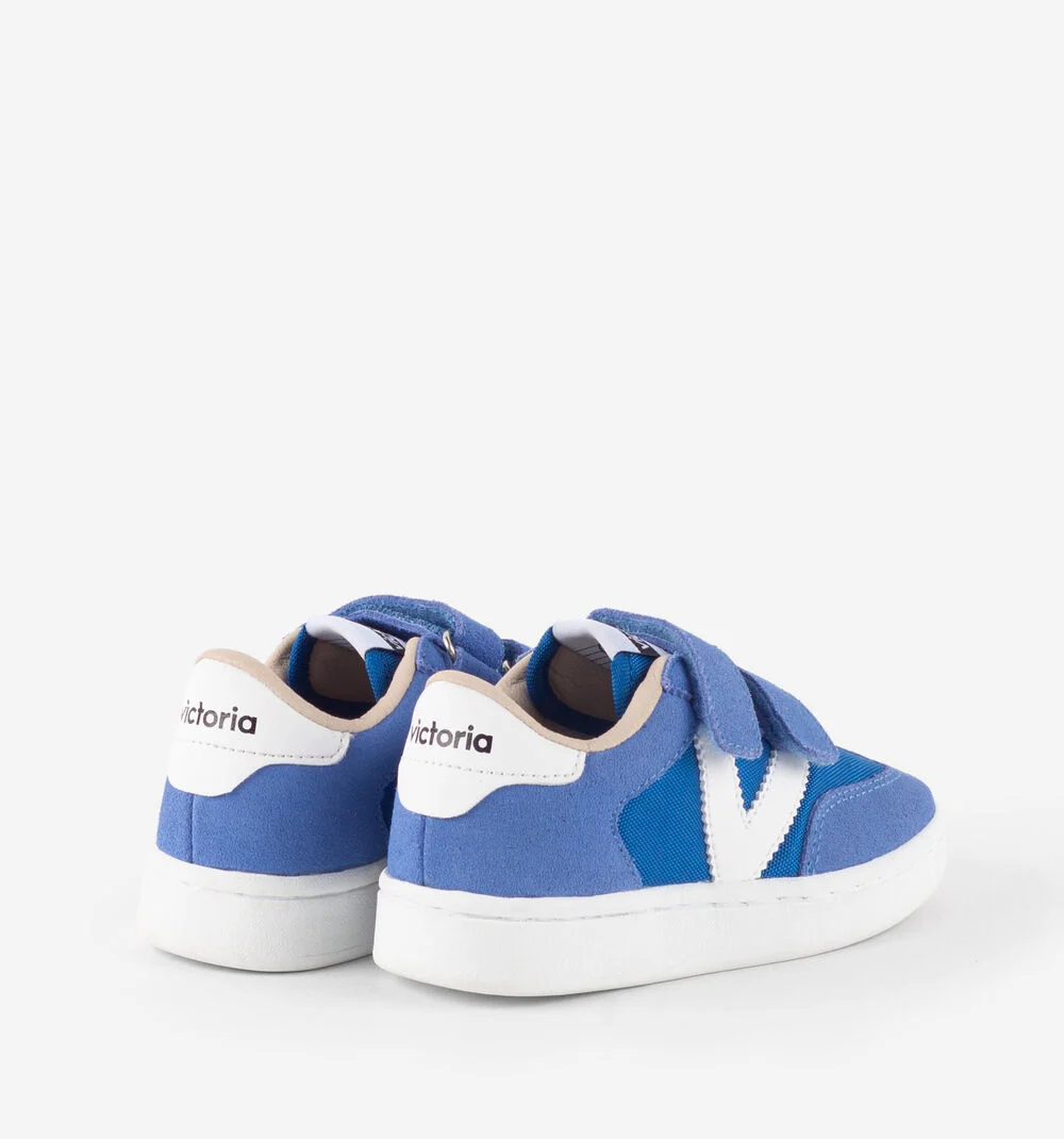 MILLAS BRIDES NYLON ET CUIR FENDU Baskets monochromes pour enfant AZUL