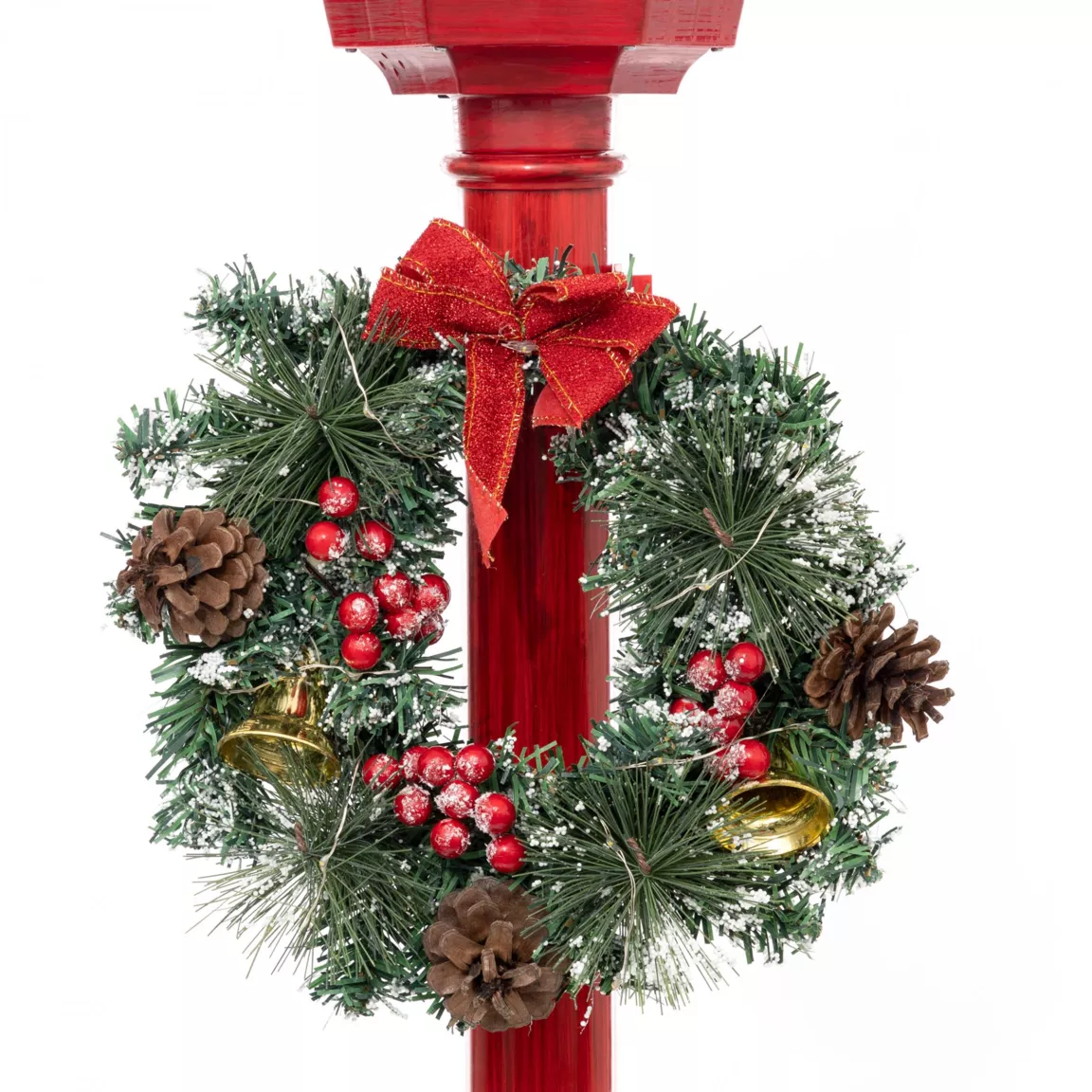 Lampadaire de Noël illuminé (H185 cm) London Rouge et Blanc chaud
