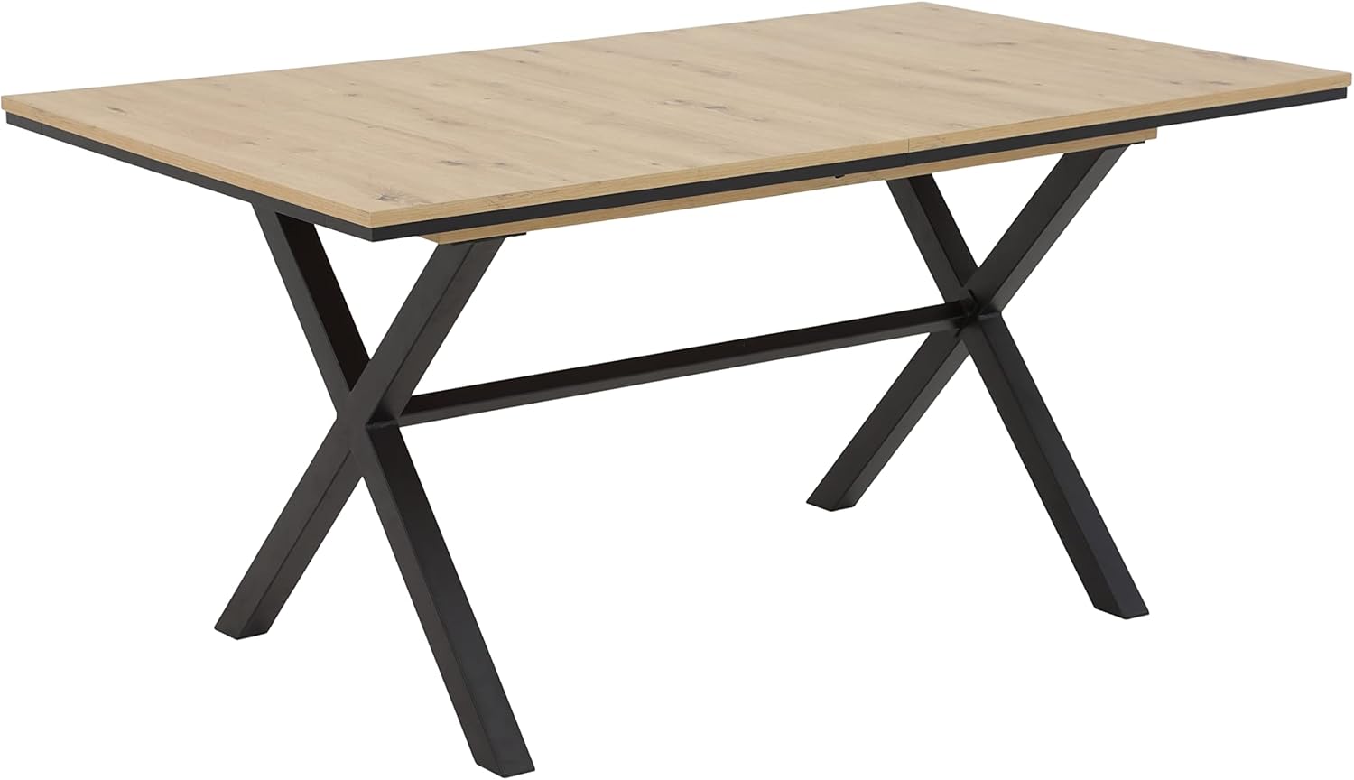 Hela Tische, Karina Esstisch Ausziehtisch, Holzwerkstoff melaminbeschichtet, Artisan Eiche, X-Gestell Anthrazit, 160-200x90cm