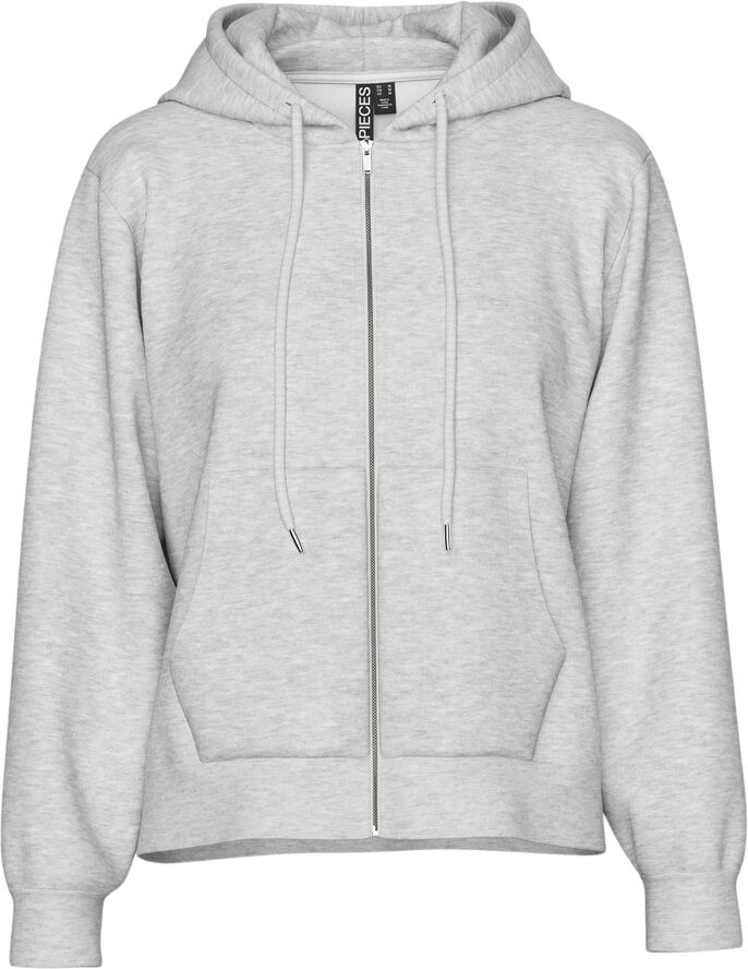 Pieces PCCHILLI LS ZIP HOODIE NOOS BC Grå