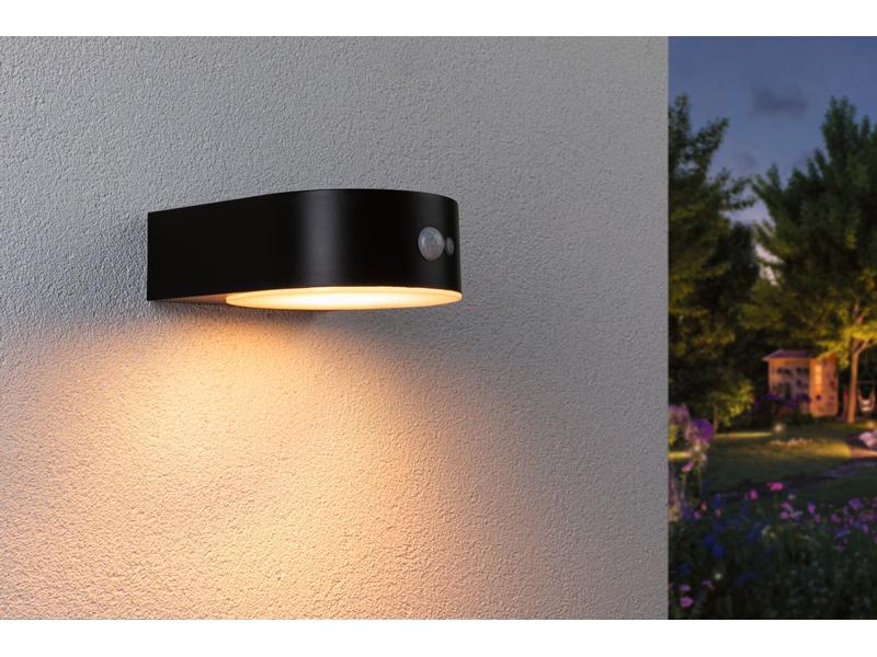 Paulmann Wandleuchte Solar Eileen, 2200K, Schwarz Sonnenbetriebene Leuchte ohne Stromkabel