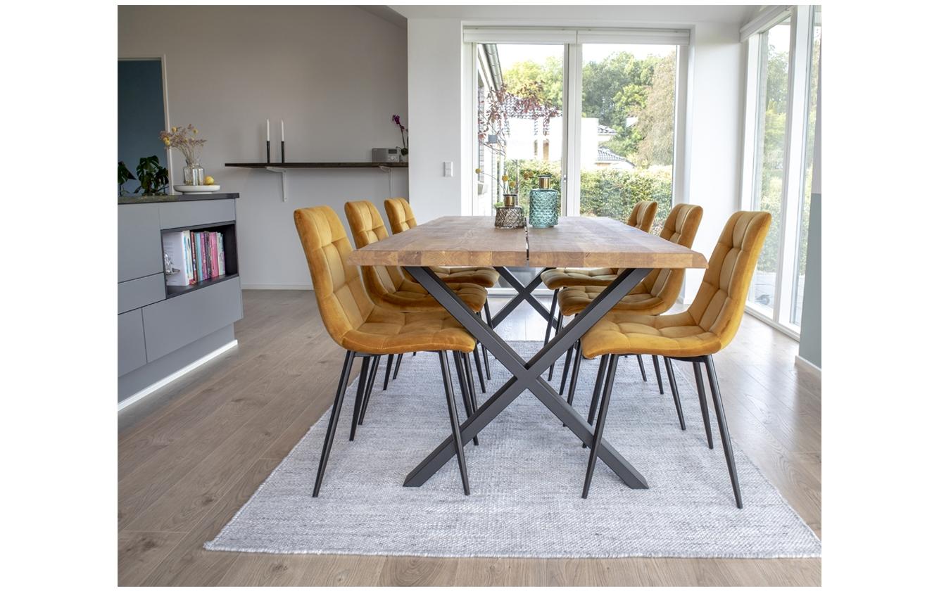 Stuhl Middelfart 2 Stück, 86 x 55 cm, Schwarz/Senfgelb<br>Stabile Esszimmerstühle