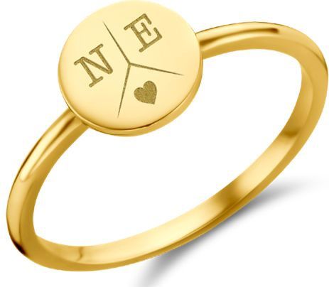 Disc Gouden zegelring met drie initialen Names4Ever