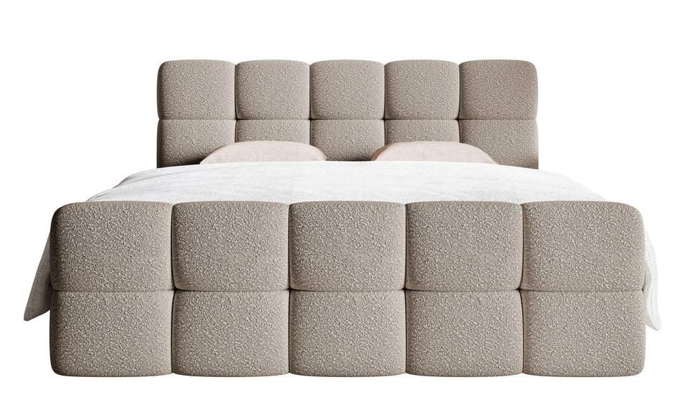 NADUVI Collection Chloe Boxspring met Opbergvak 160 x 200 cm - Bouclé - Greige