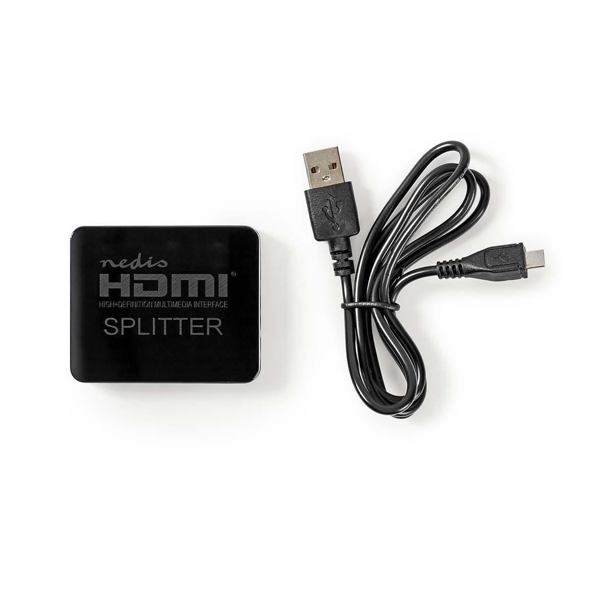 Nedis HDMI ™ Splitter | 2-Port port(s) | HDMI ™ -inngang | 2x HDMI ™ -utgang | 4K@30Hz | 2.25 Gbps | ABS / PVC | Sort