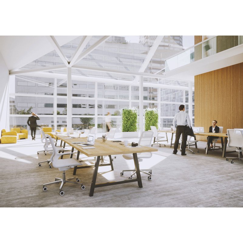 Table de réunion Synergy H 74 cm plateau épais - pieds arche en métal