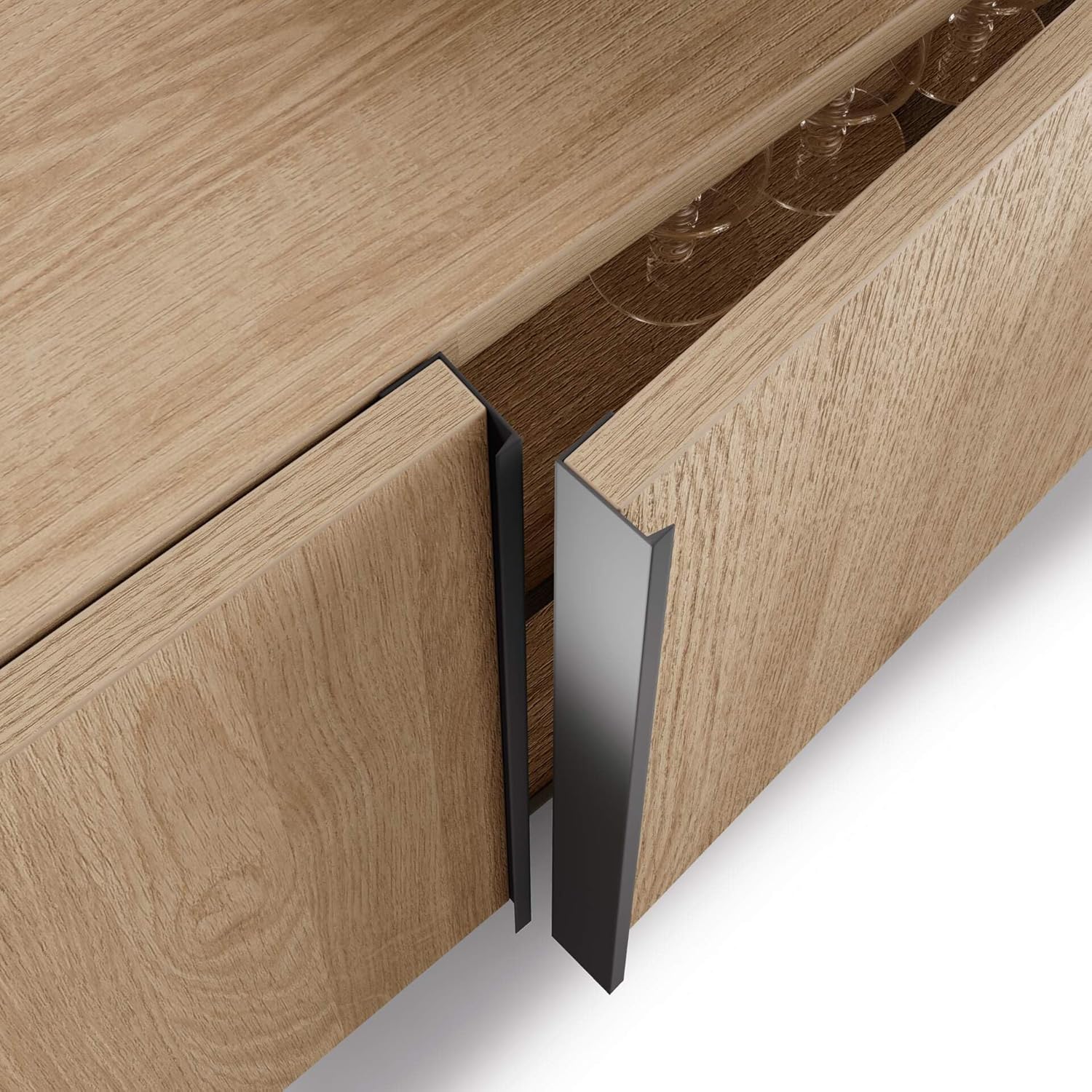 MOBILI FIVER, Lowboard Romina (93,6x36x44 cm), 2 Türen, Wildeiche, Made In Italy