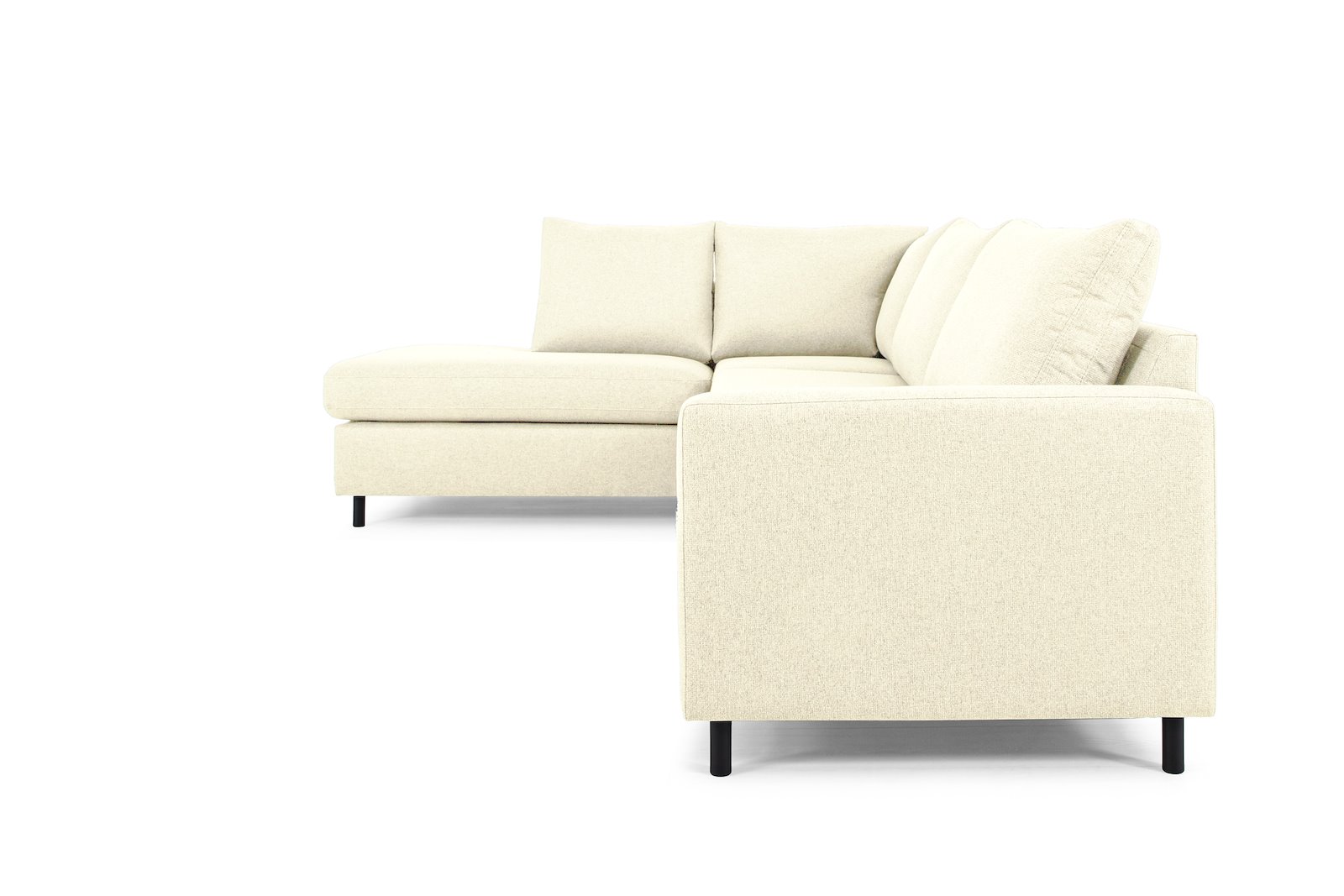 Tempo hjørnesofa Oppsett 11L 3-seter med åpen ende venstre. Tekstil Herbi 50 Beige med sorte ben
