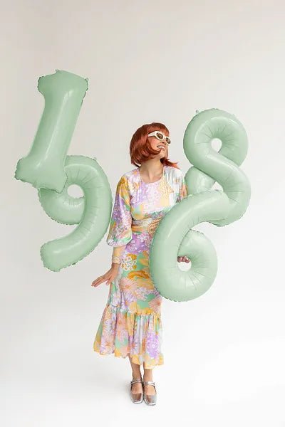 6 Jaar Cijfer Ballon Mintgroen Leeg 72cm