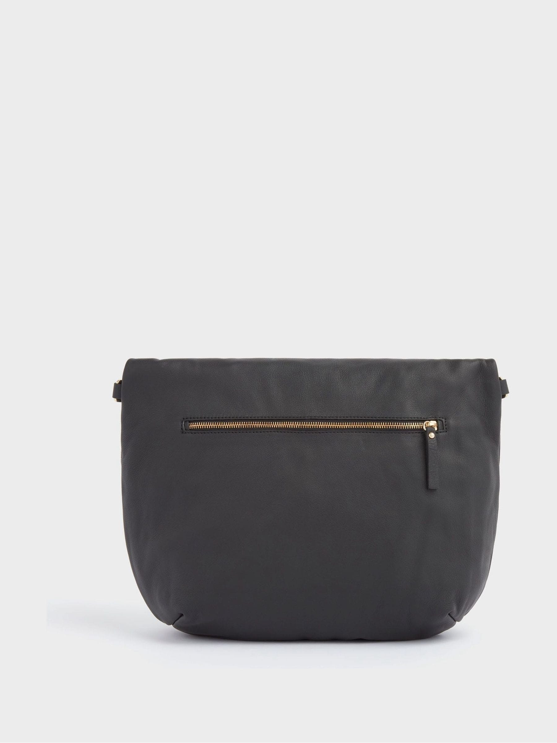 Zwart - OSPREY LONDON - Grote omvormbare Milano crossbodytas van Italiaans leer