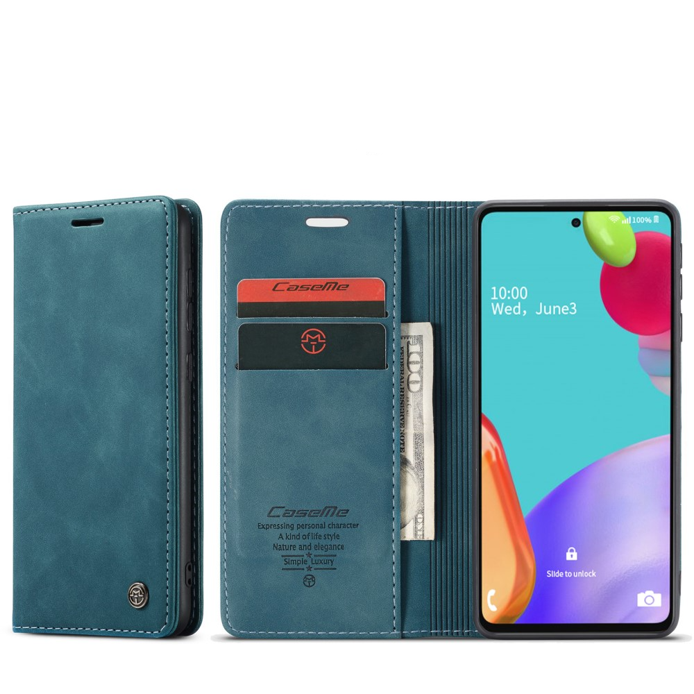 Samsung Galaxy A52s 5G / A52 (5G) Leder Tasche Flip Wallet Etui mit Kartenfächern - Blaugrün