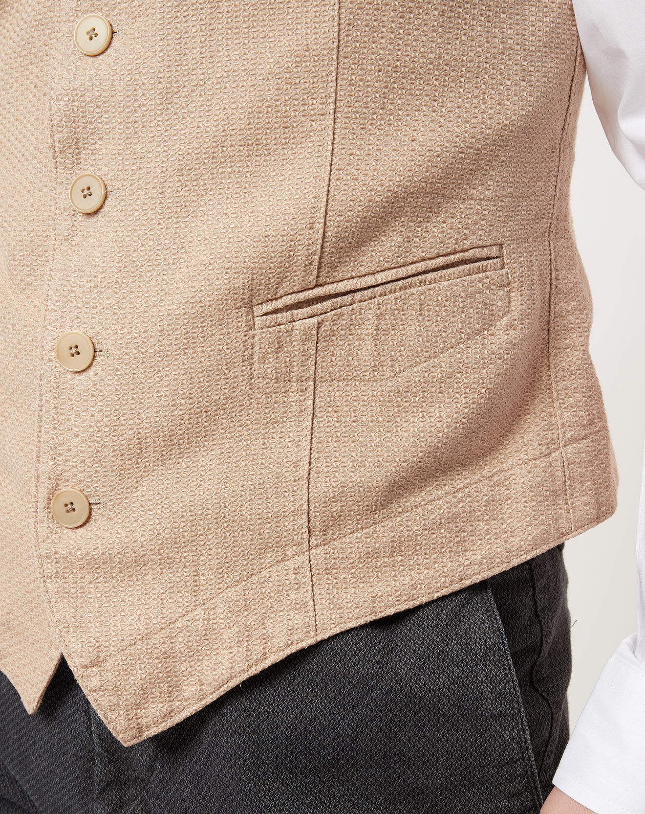 Marc O'Polo Gilet en Lin & Coton slim fit beige