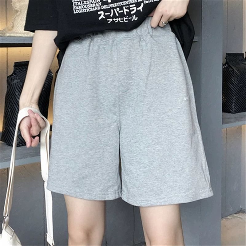PERKARP - Jersey shorts met elastische taille en borduurwerk