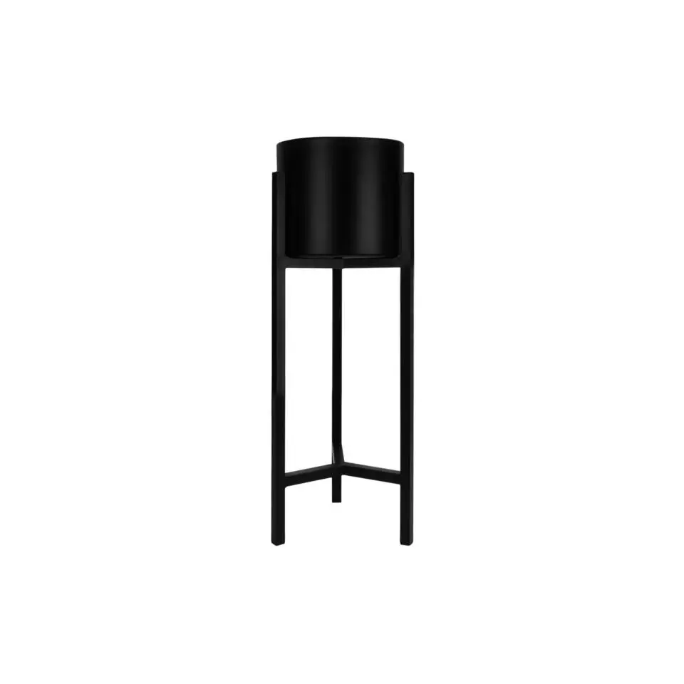 QUVIO Plantenstandaard inclusief pot - 22 x 22 x 60 cm - Metaal - Zwart - S
