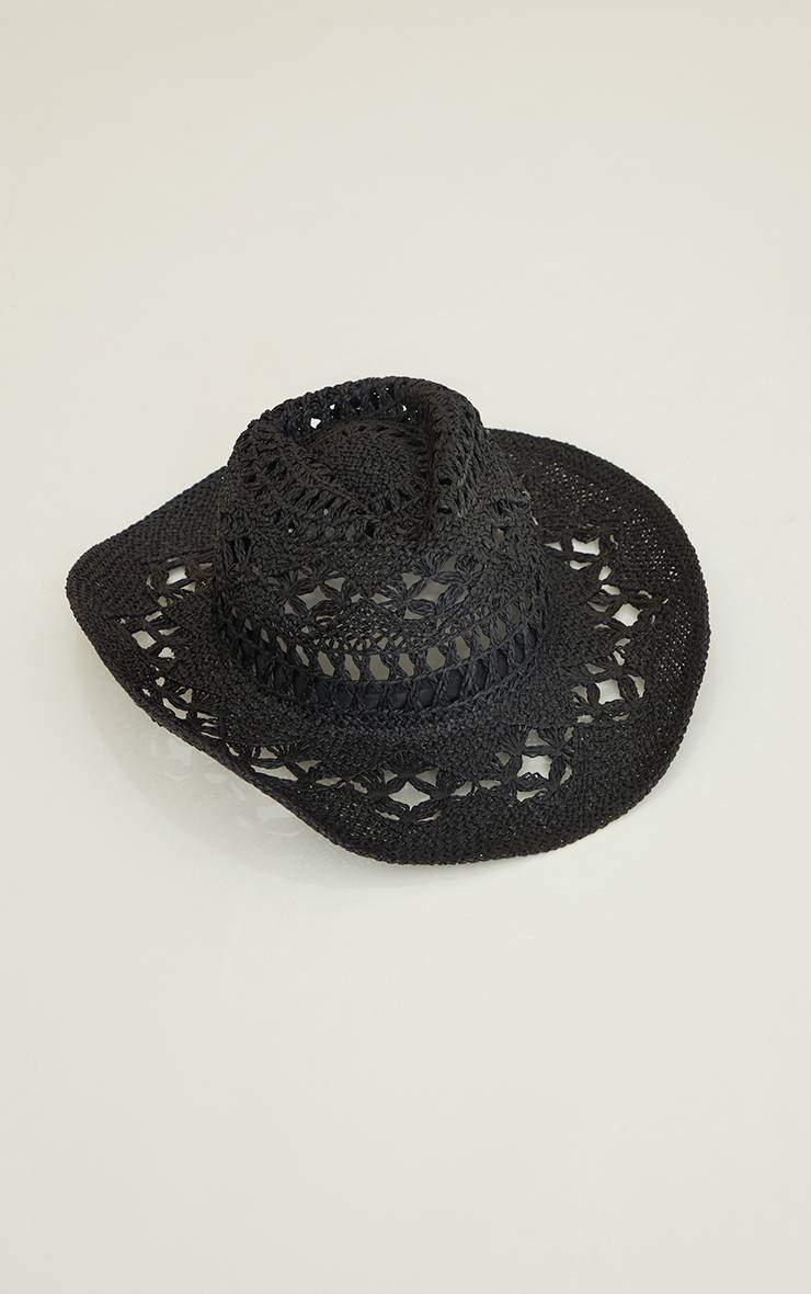 Noir Chapeau De Cowboy En Raphia