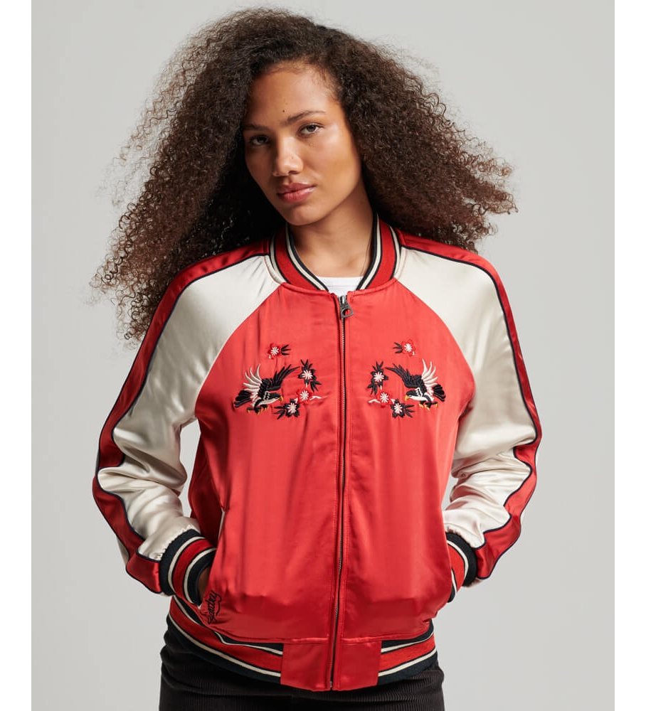 Jaqueta vintage Superdry com bordado vermelho Sukajan