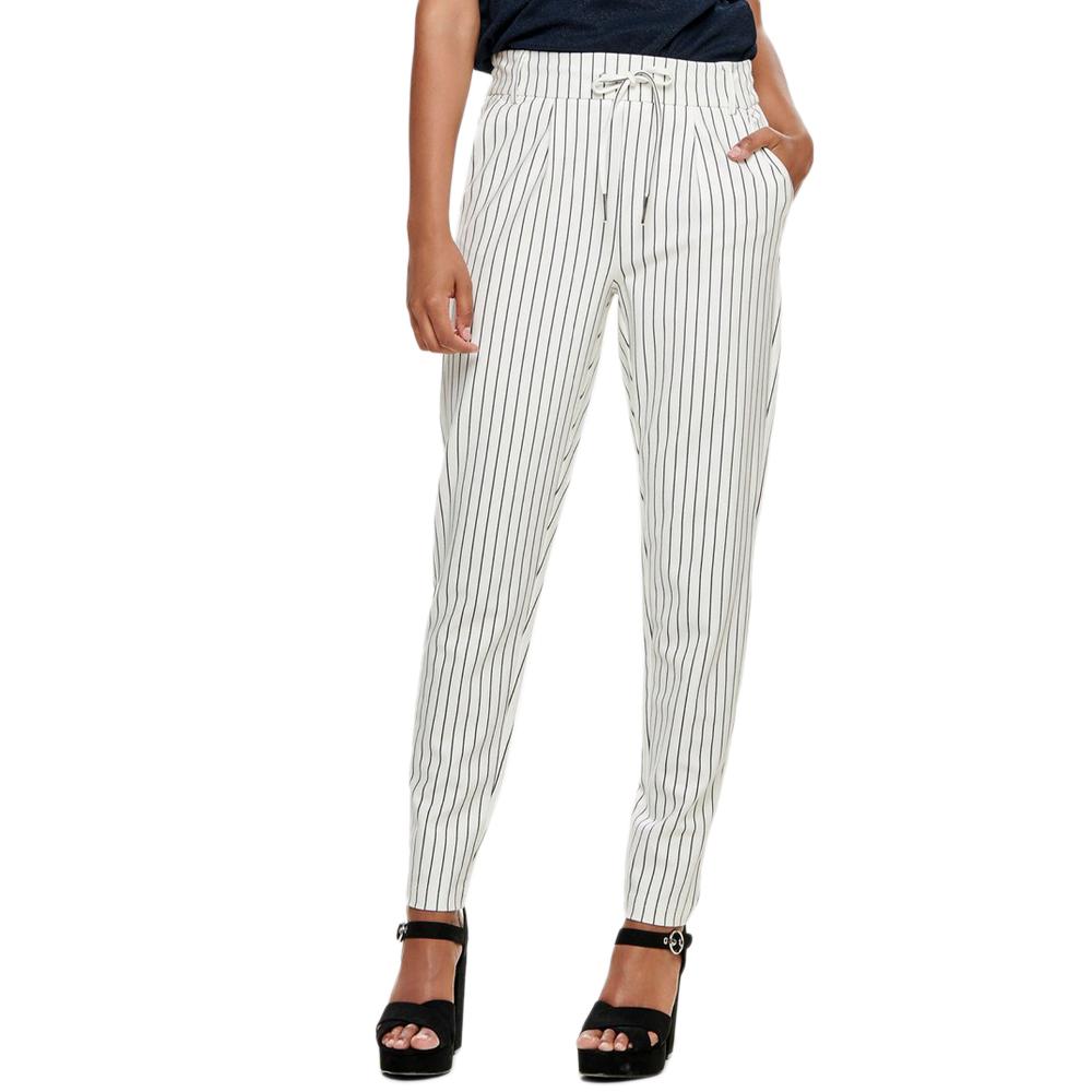 Only Pantalon Blanc à rayures Femme Only Poptrash