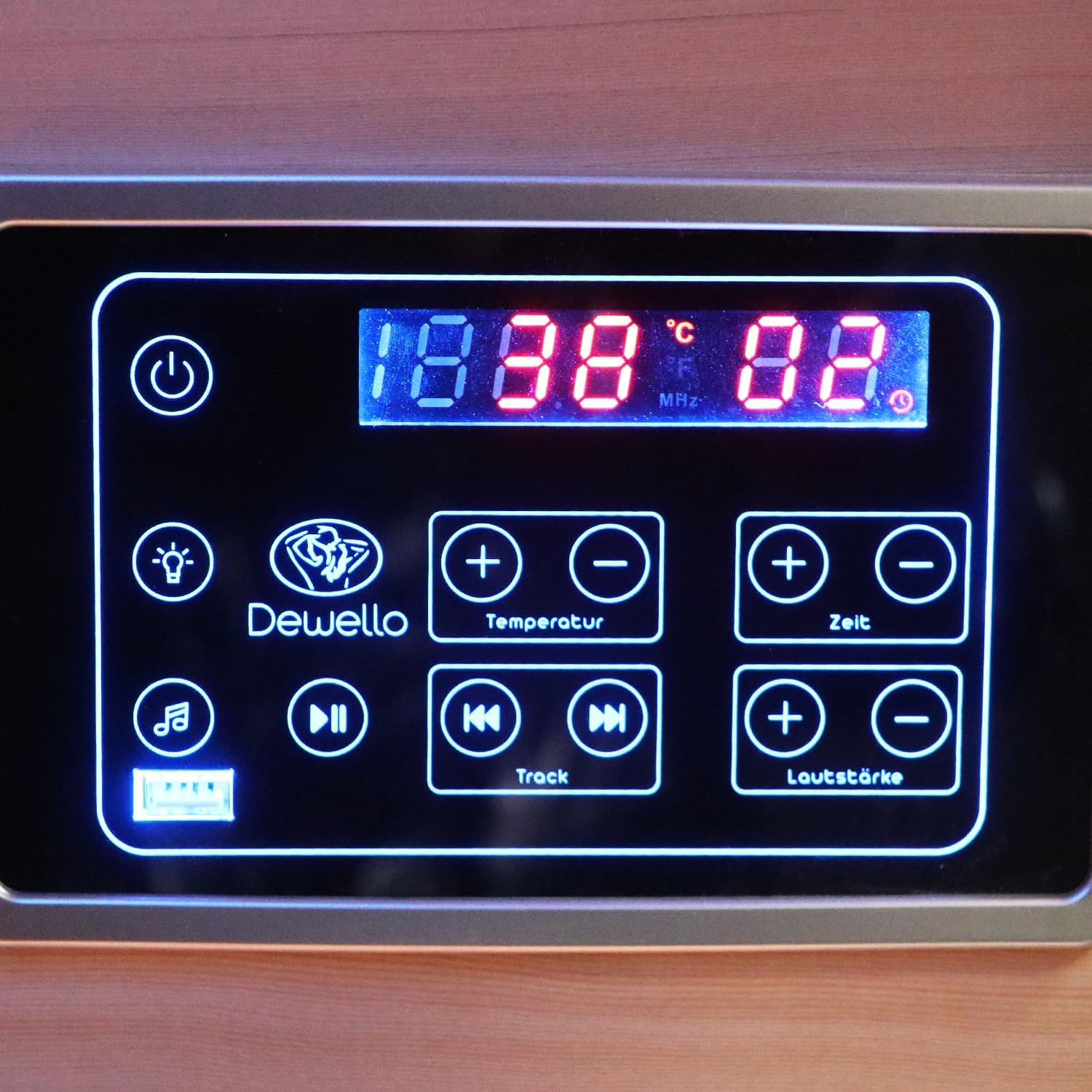 Dewello® Infrarotsauna Infrarotkabine Ottawa 140x120 1-2 Person Vollspektrumstrahler Bodenstrahler LED-Farblicht aus Hemlock Tannenholz, Bluetooth FM MP3 USB