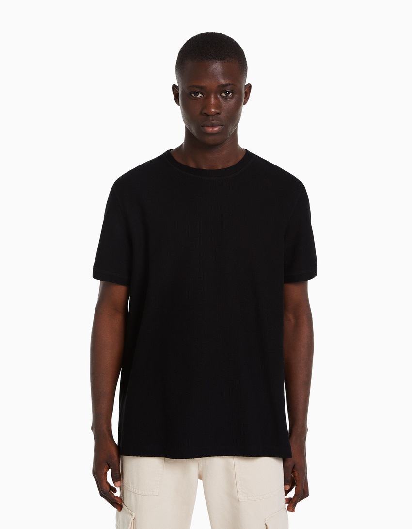 Camiseta texturizada de manga curta