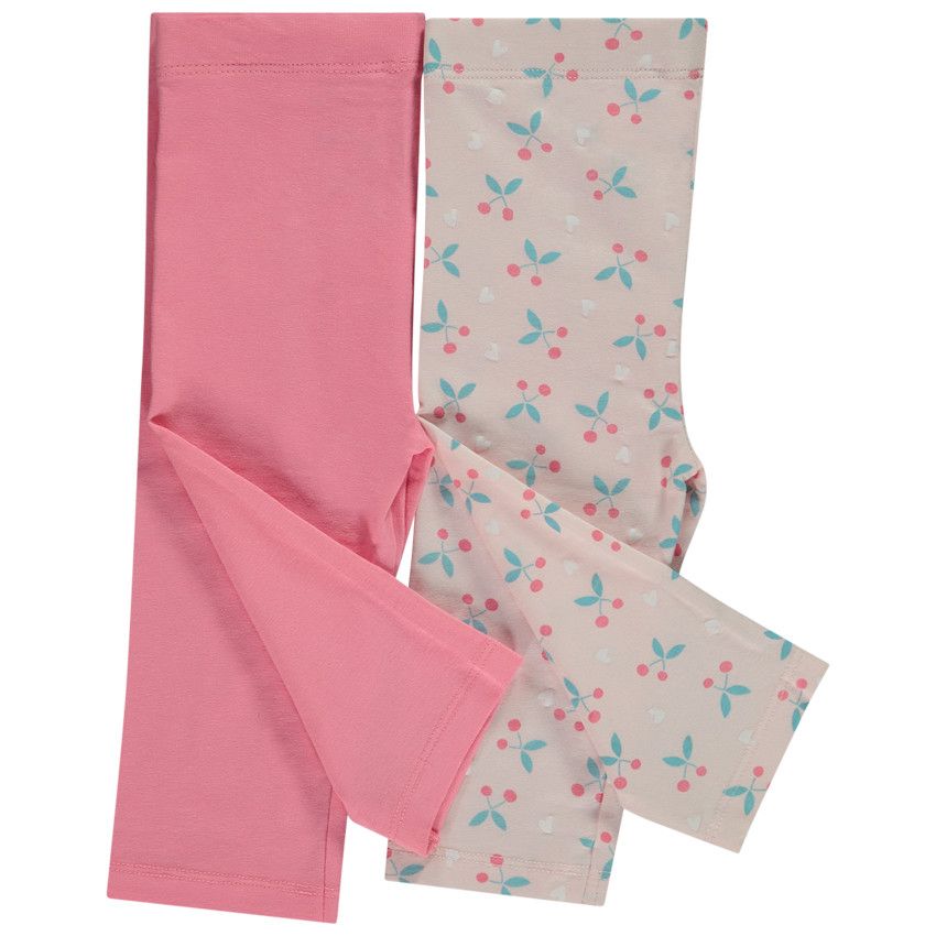 Lot de 2 corsaires fantaisie en jersey pour bébé fille - Rose