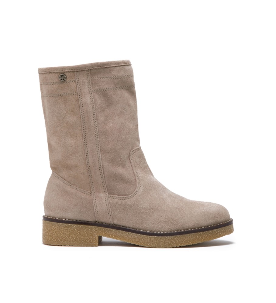 Botas de couro taupe Vanessa da Porronet