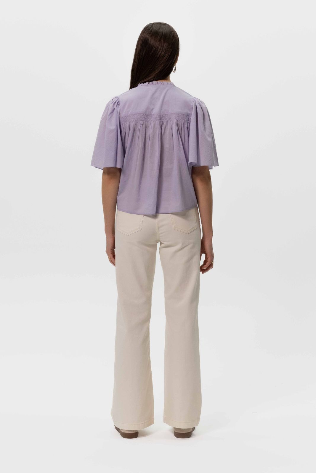Lavendel A-lijn blouse met fladdermouwen