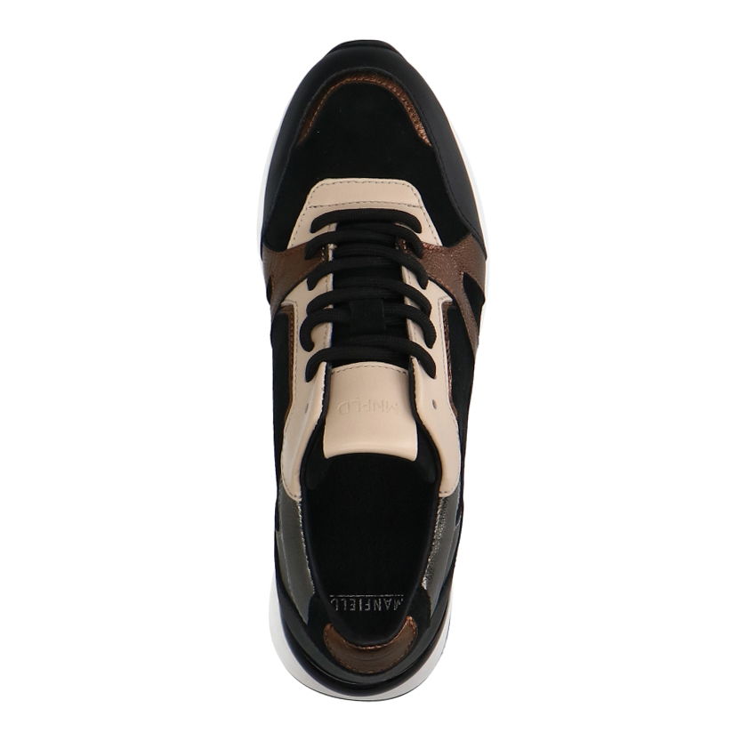 Zwarte leren sneakers met bronze details