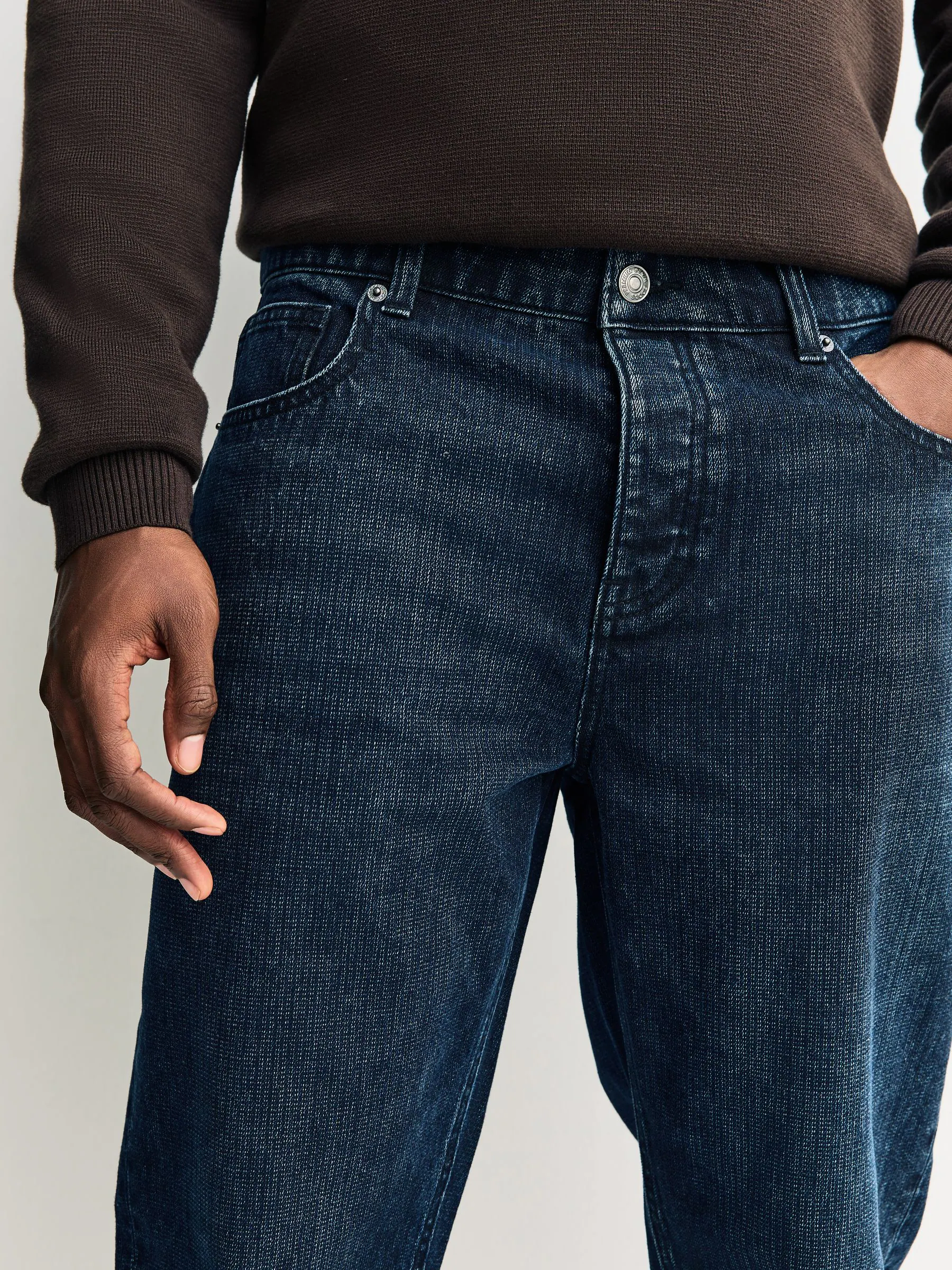 Inktblauw - Textured Denim Jeans