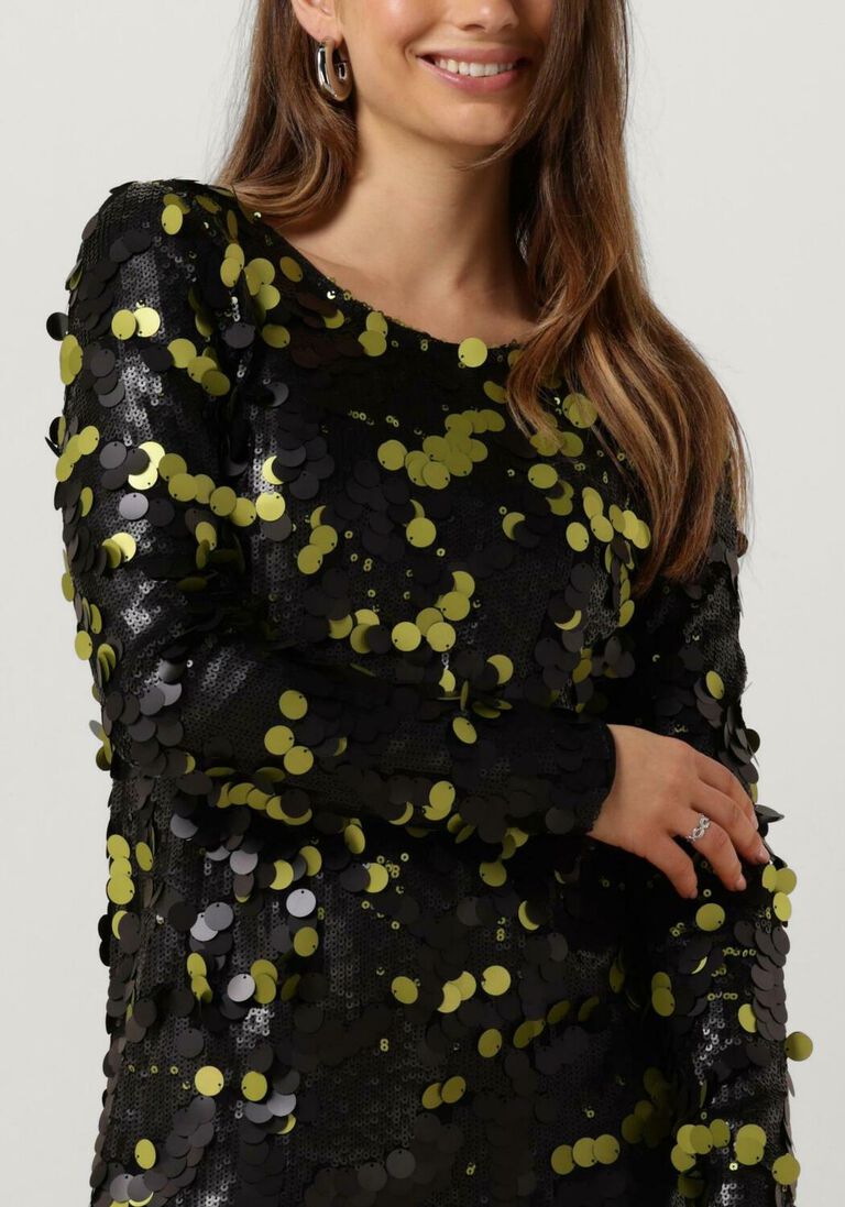 COLOURFUL REBEL zwarte colourful rebel mini jurk tini sequins straight dress