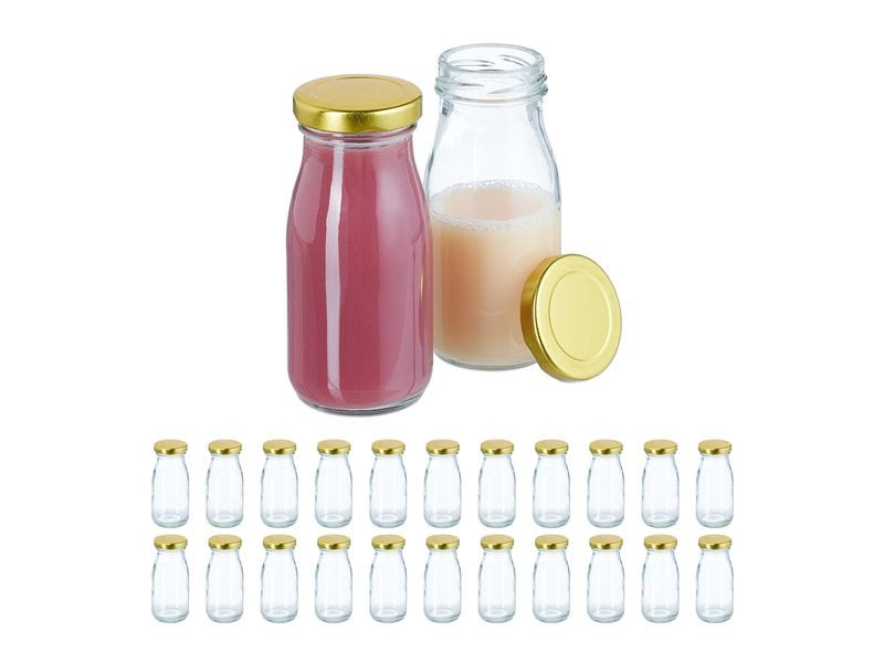relaxdays Einmachflasche 150 ml, 24 Stück Transparente Smoothieflaschen mit luftdichtem Schraubdeckel