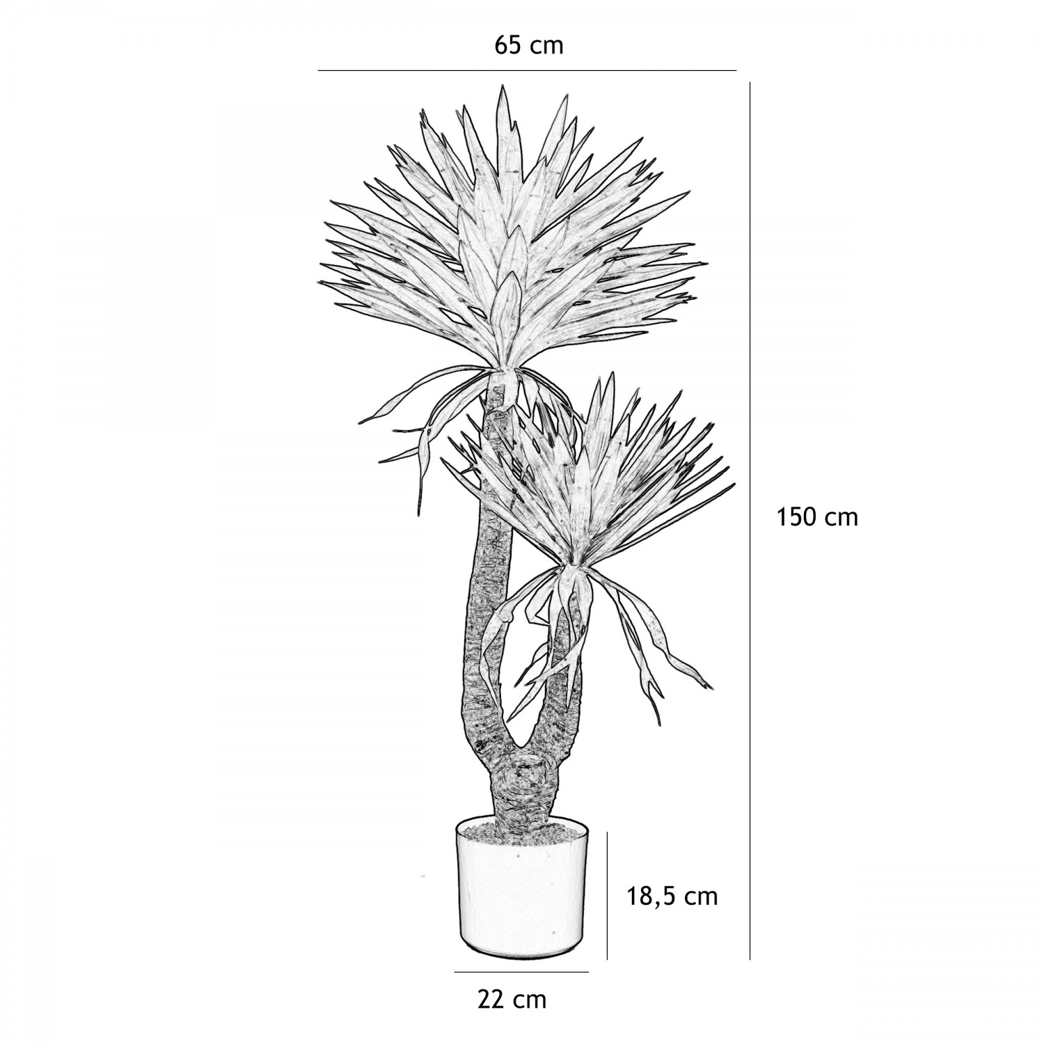 Yucca artificiel 2 troncs 150cm