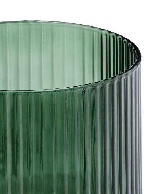 verre pour bougie parfumée S nervuré vert foncé
